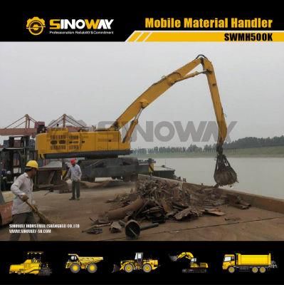 Wheeled Material Handler with Hydraulic Cab Elevation and Rigid Cab