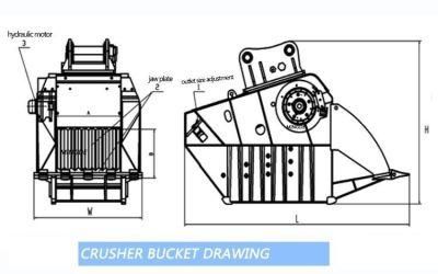 Crusher Bucket for 20t Excavator, Bucket Crusher for Skid Steer