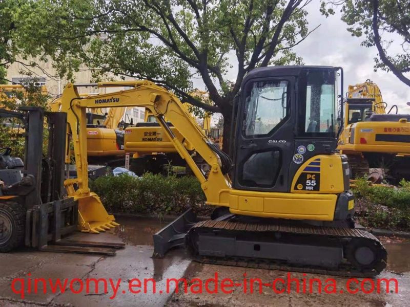 Japan 4D88e Engine Mini Excavsator Used Komatsu PC55mr-2 Crawler Excavator with Dozer Blade for Sale