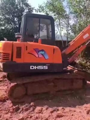 Used Doosan Dh55 Crawler Excavator with Hydraulic Breaker Line and Hammer in Good Condition