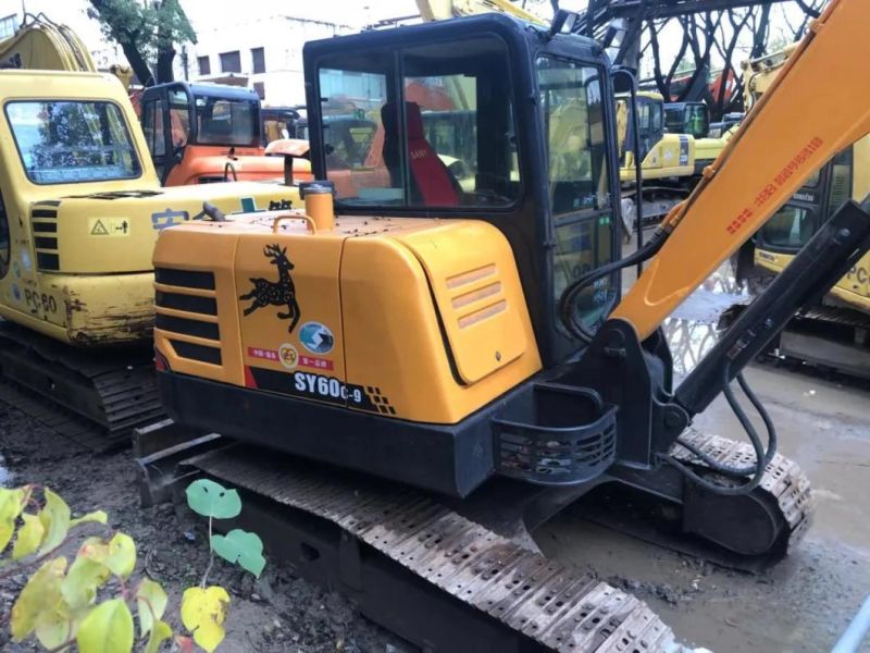 Used Sanyy Sy60c Crawler Excavator with Hydraulic Breaker Line and Hammer in Good Condition