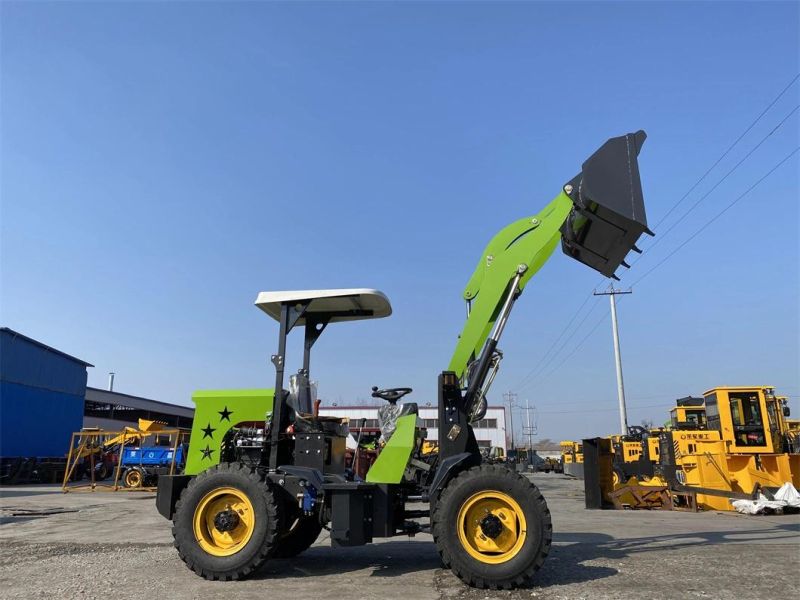 China Factory Wholesale 1/1.2/1.5/2 Ton Small Wheel Loader Small Forklift Skid Steer Loader 4WD Front Loader CE Certification Euro 5 Engine Construction Sit