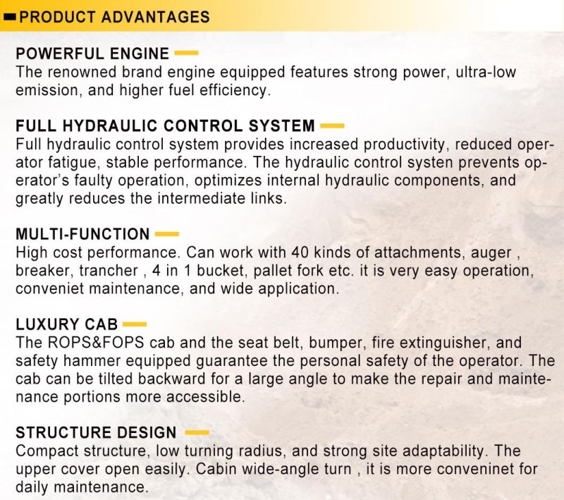 Strong Power New Hydraulic Skid Steer Loader Price