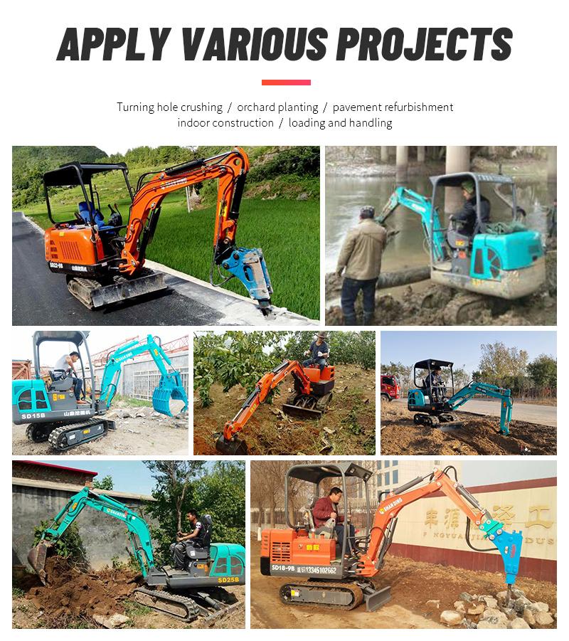 Household Crawler Hydraulic Excavator Micro Small Digger 1 Ton 2 Ton Mini Excavator Cheap Price Meet CE/EPA/Euro 5