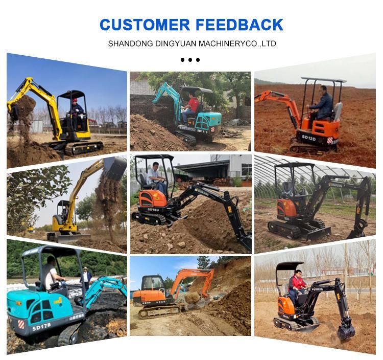 CE ISO 1.8 Ton Hot-Sell Mini Digger, with Hammer, Auger, Grapple for Choice Cheap Rubber Tracked Hydraulic Crawler Small Mini Excavator 5% Discount Price