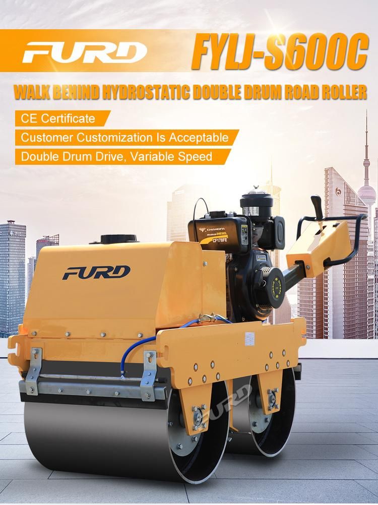 Walk Behind Roller Compactor Small Vibratory Roller Vibratory Drum Roller Fylj-S600c