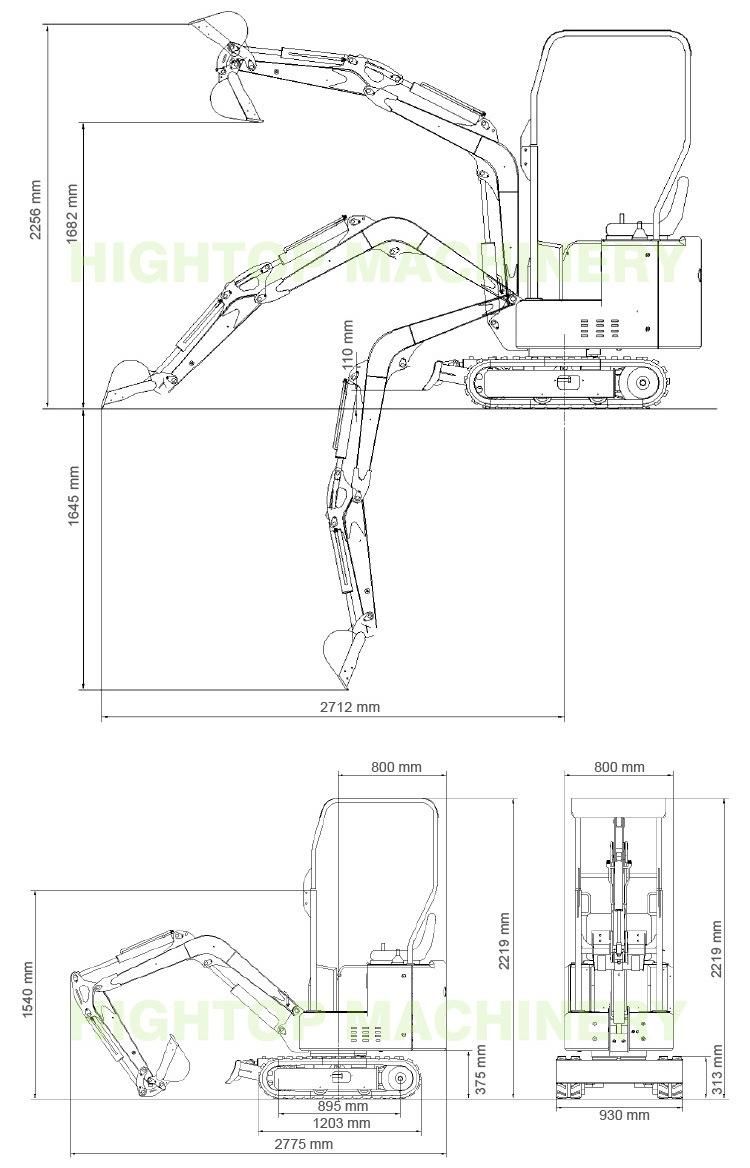 High Standard Micro Digger 1.0 Ton Mini Excavator Mini Excavator 1 T