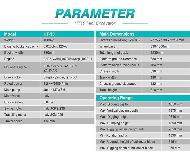 CE Approved 1000kg Excavator Mini with Euro5 Koop Engine