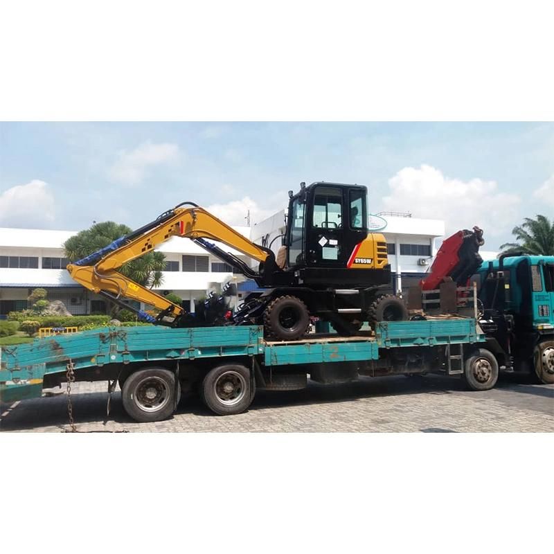 Sanyii Brand Sy65W Wheel Excavator 6 Ton Small Excavator Cheap Price