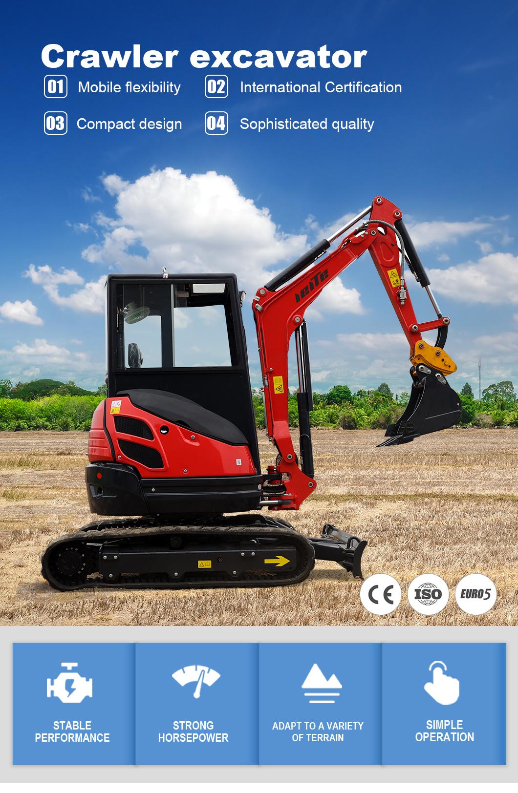 EPA/CE China Hydraulic Excavators Small Mini Excavator 2.8 Ton Cheap Price for Agricultural Excavator