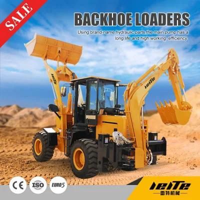 Cheap 4WD Mini Wheel Backhoe Loader 0.1m3 Excavator Bucket and 0.5m3 Loader Bucket Backhoe for Sale