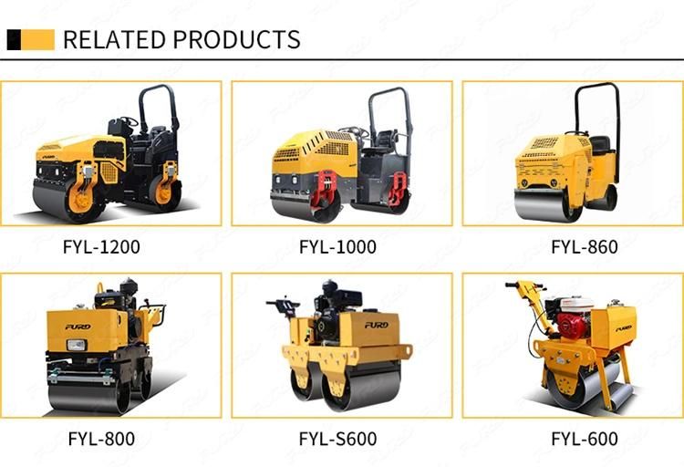 1-Ton Double Drum Mini Compactor Roller Vibrator Road Roller with Diesel Motor
