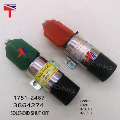 Stop Solenoid E200b E320 R210-7 R225-7 Shut off Solenoid 1751-2467 3864274