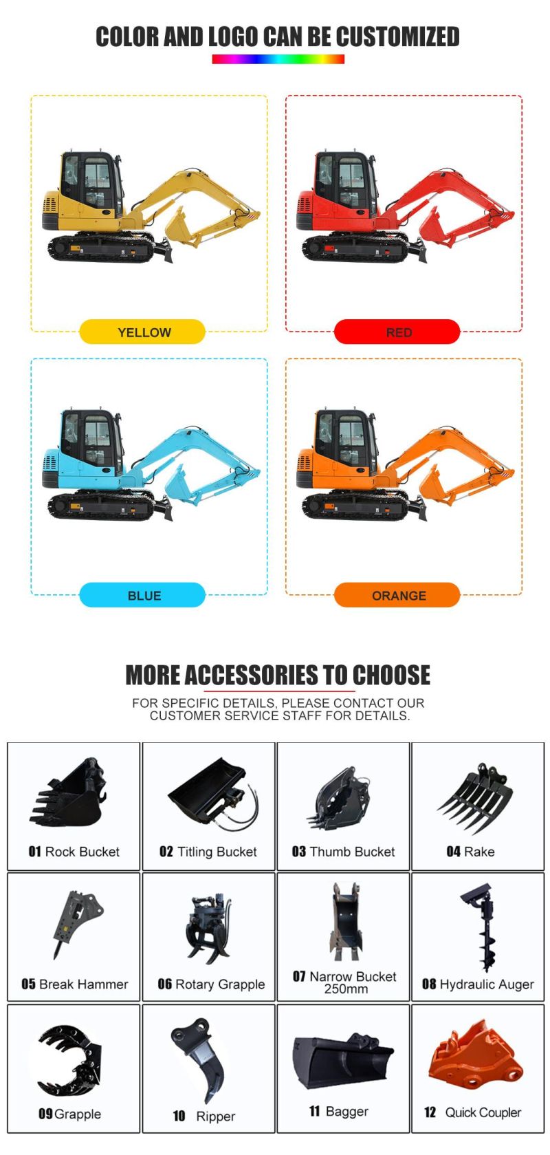 6 Ton Crawler Excavator Long Arm Mini Tractor Excavator with Cheapest Price