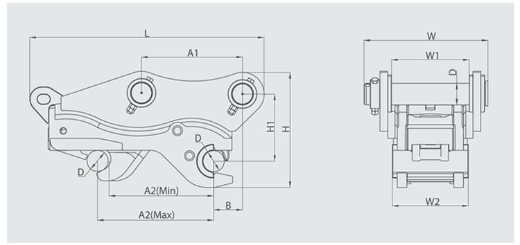 Hydraulic 6 Ton Mini Sk60 Quick Connector Hitch Coupler for Excavator