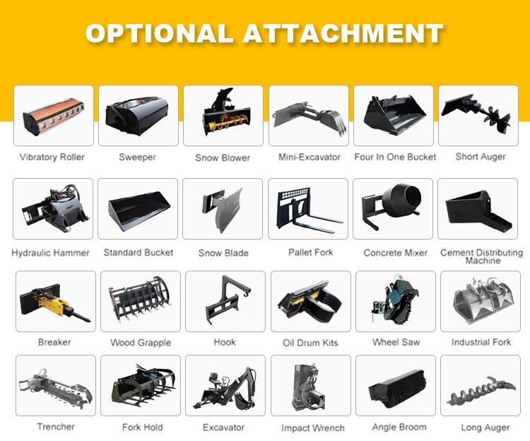 Ltmg Mini Joystick Loader 500kg 700kg 1050kg 1500kg Wheel Skid Steer Loader with Attachments