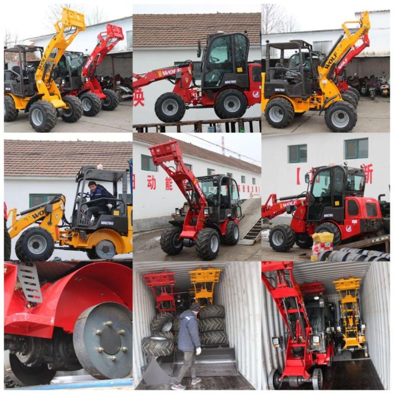 China Manufacturer Wolf New 1ton CE E5-Motor Small Loaders/Radlader/Mini Wheel Loader for Farm/Garden/Construction
