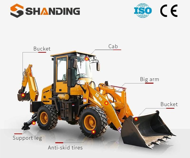 Factory 58kw 4800kg Jindingli Mini Small Backhoe Loader Cheap Price Jcb