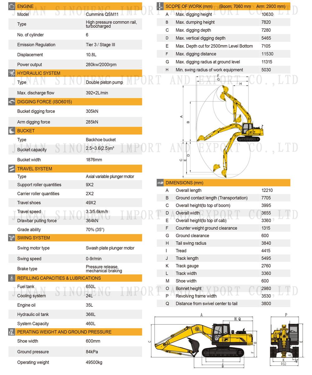 China Shantui Excavator Se500LC Large-Sized Operating Weight 47t