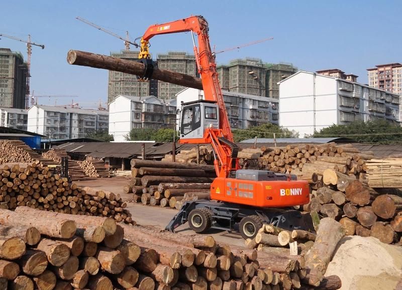 BONNY New 35 Ton BHW35-8 Wheel Hydraulic Material Handler for Wood/ Log/ Timber Handling on Wharf