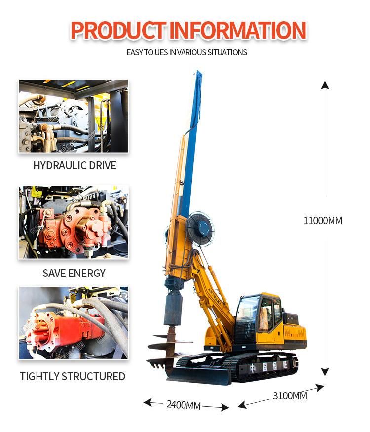 Max Drilling Depth 30m Rotary Drilling Rig