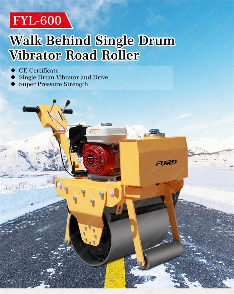 Mini Tandem Asphalt Paving Vibratory Roller Compactor Vibrator Roller Fyl-600c