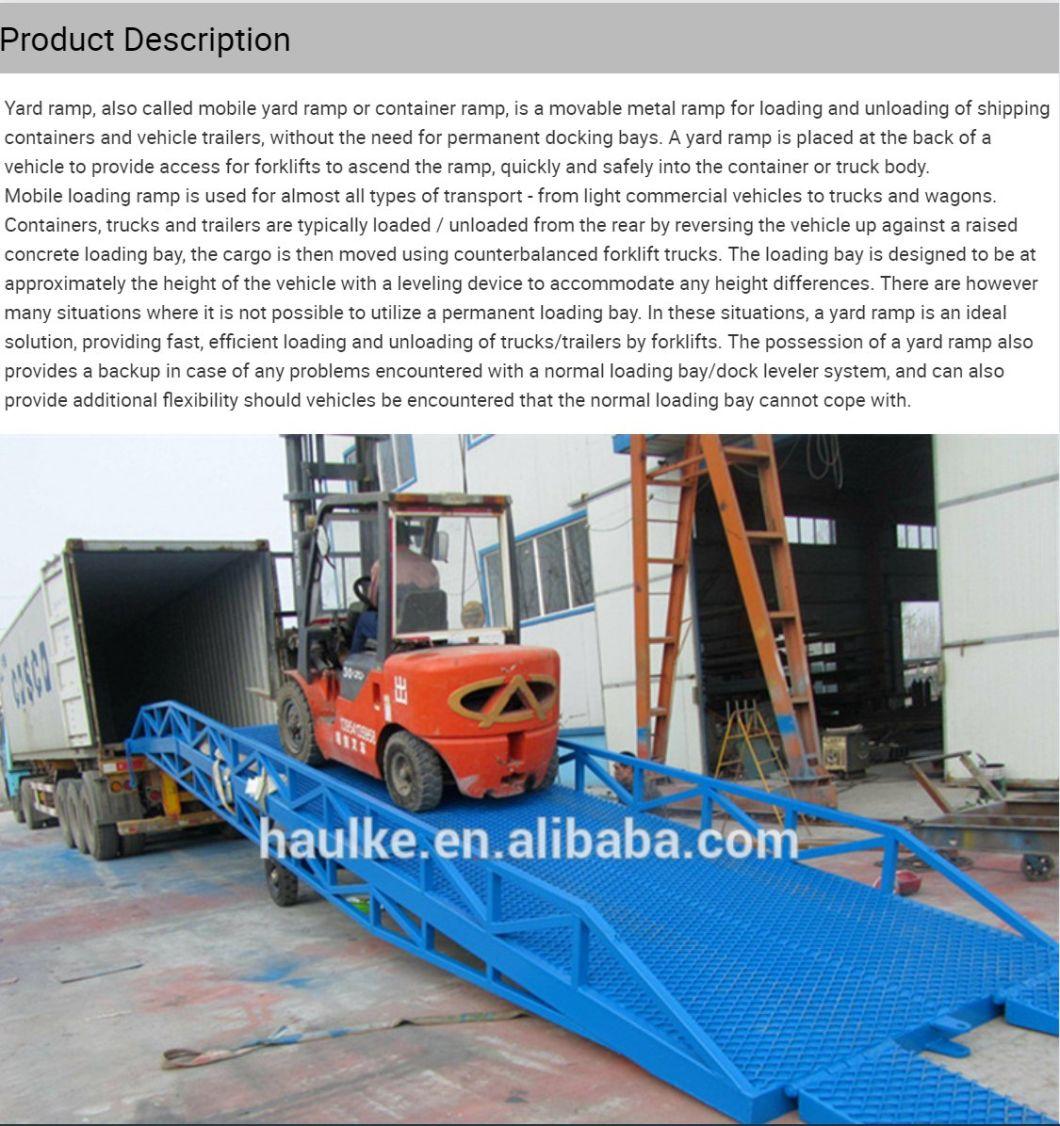 Non-Slip Steel Grating Hydraulic Mobile Dock Ramp Container Loading Ramp