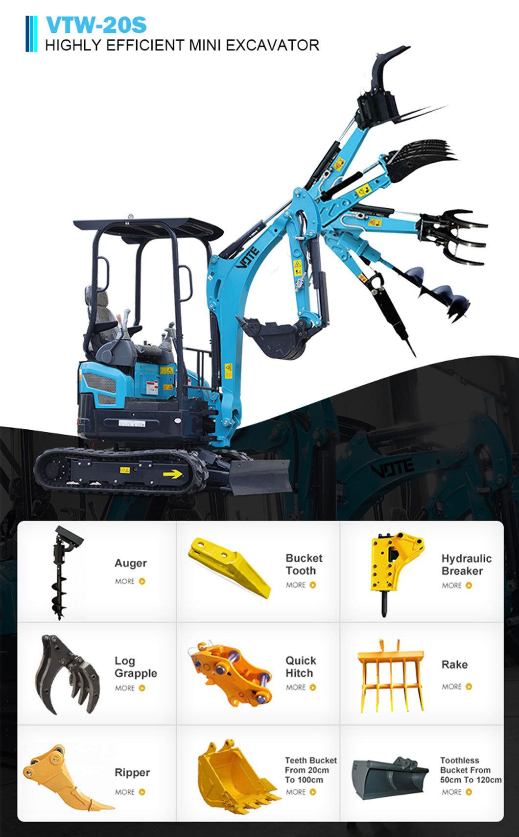 New 2 Ton Small Digger China Factory Direct Sale Mini Excavator with EPA for Sale