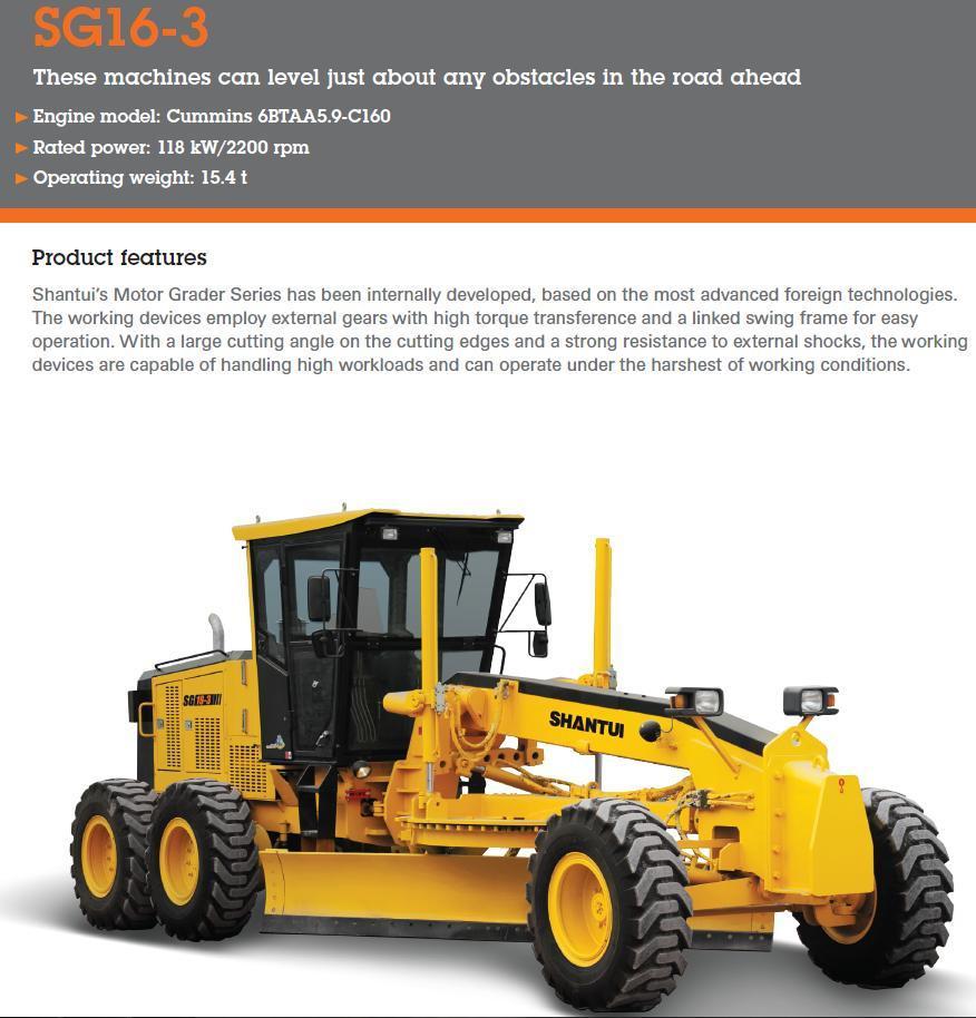 Chinese New Construction Machines Cheap Motor Grader Sg16-3