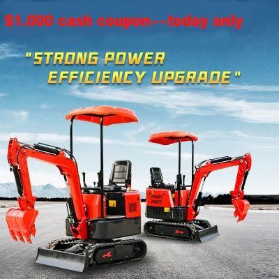 China Shading Mini Digger 0.8t Small Digger 1 Ton Mini Excavator with Rubber Track