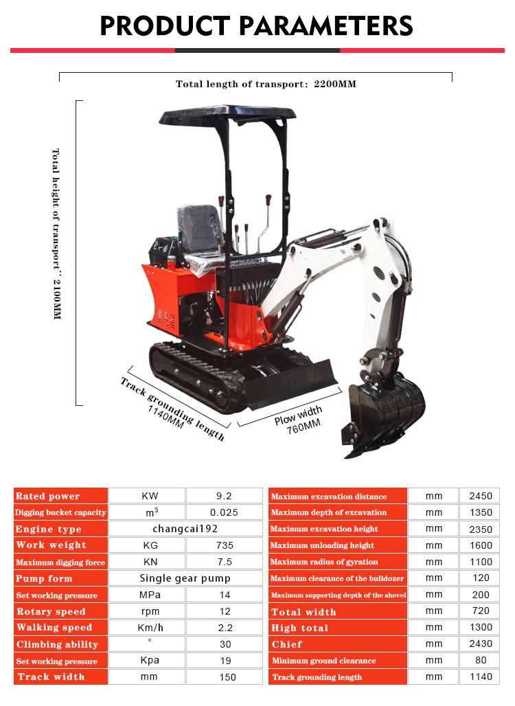 0.8ton Factory Supply Micro Mini Hydraulic Crawler Excavator with Bucket