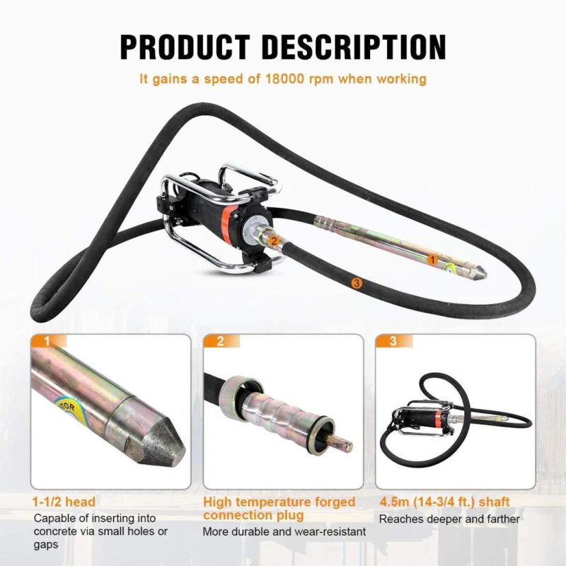 High Frequency 220V Grounded Motor Electric Flex Shaft Concrete Vibrator
