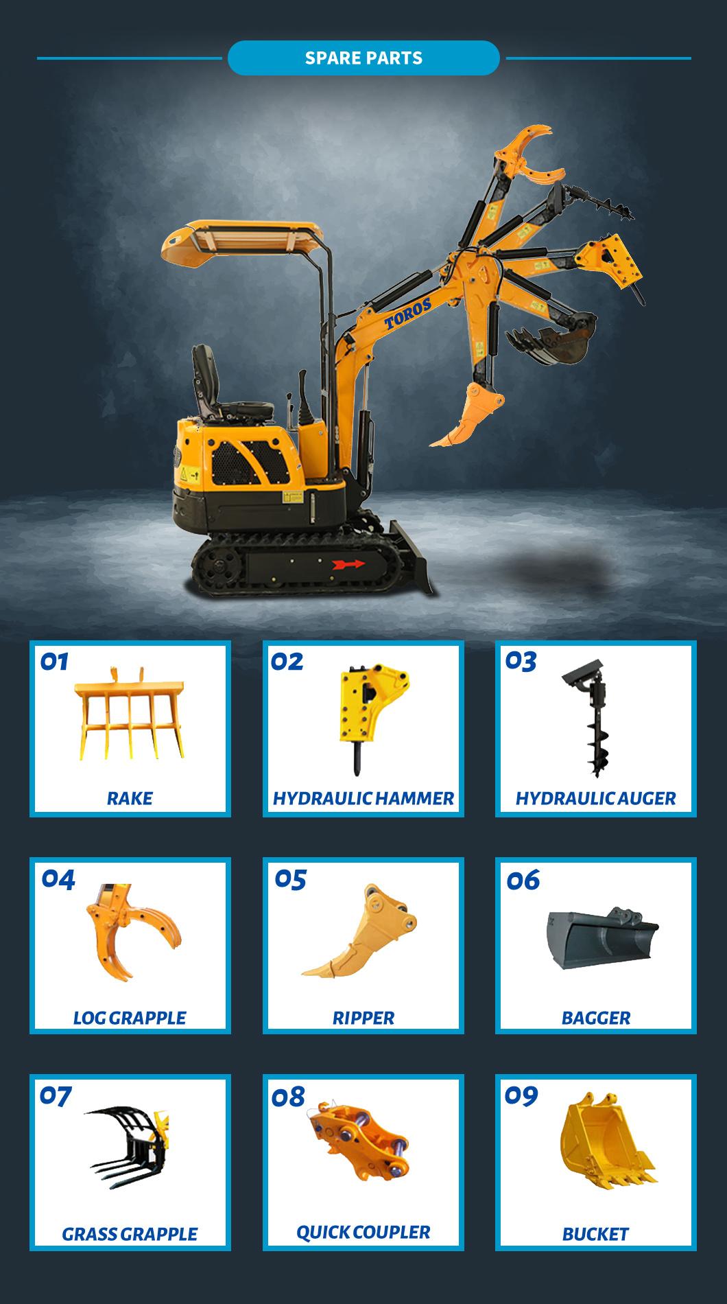 Toros Te10 CE/EPA Mini Excavator Price with 0.022m³ Bucket