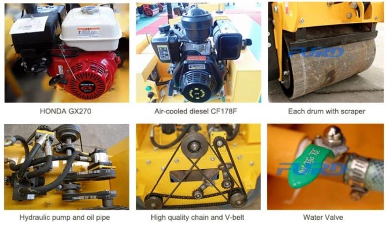 Mini Tandem Vibratory Roller Walk Behind Roller Compactor Mini Asphalt Roller Fyl-S600CS