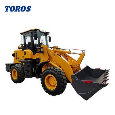 Toros Yellow Mini 1500kg Xinchai Diesel Engine Hay Log Grapple Farm Garden Construction Snow Blade Wheel Tractor Loader for Sale