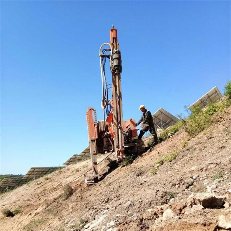 Mountain Slope Rock Borehole Drilling Rig Use for Solar Project