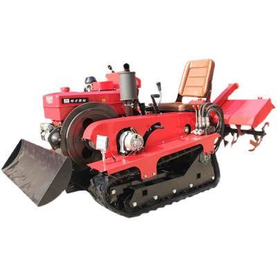 Agricultural Diesel Engine 25 HP Small Four-Wheel Sitting Drive Crawler Tractor with Rotary Tiller