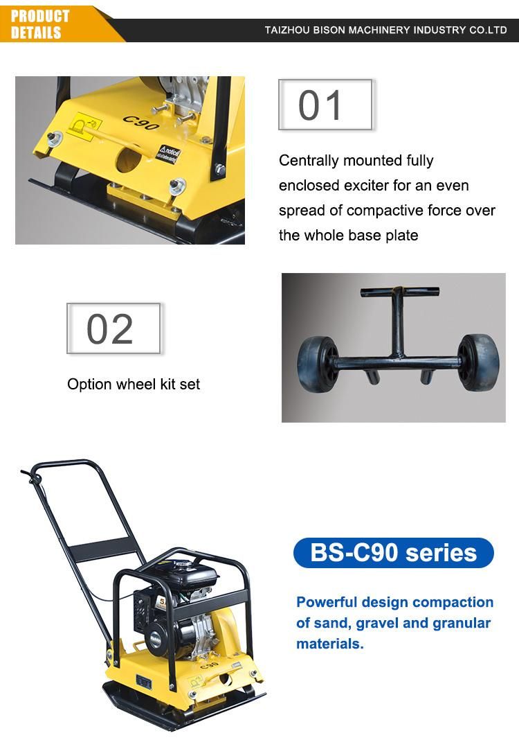 Bison Construction Equipment Walk Behind Gasoline Reversible Plate Compactor