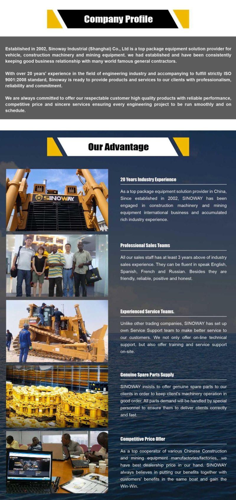 Factory Supply Sinoway Chain Dozer with Hydrostatic Transmission
