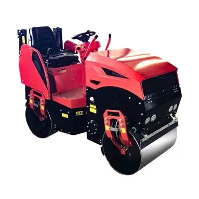 1 Ton on Hydraulic Vibratory Compactor Machine Double Drum Mini Road Roller Car Two Wheel 970kg Price Road Roller