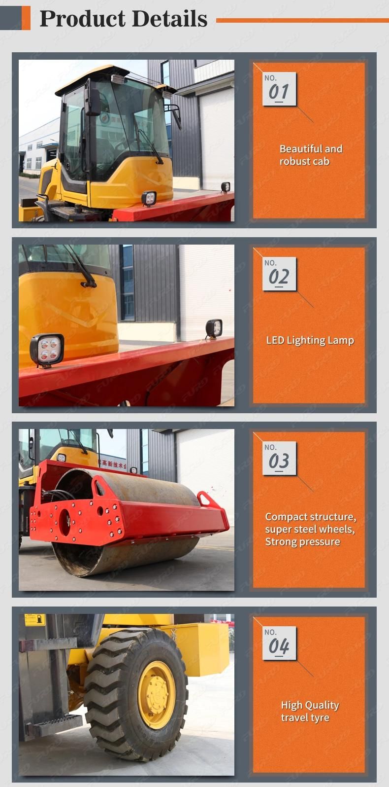 7 Ton Asphalt Road Rollers Diesel Engine Ride on Road Roller Single Drum Road Roller Fyl-D208