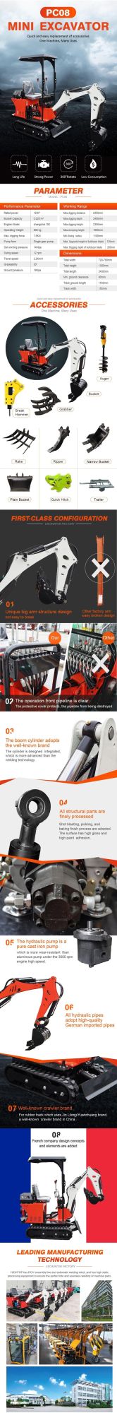 800 Kg Mini Excavator CE EPA Engine China Factory Price for Sale