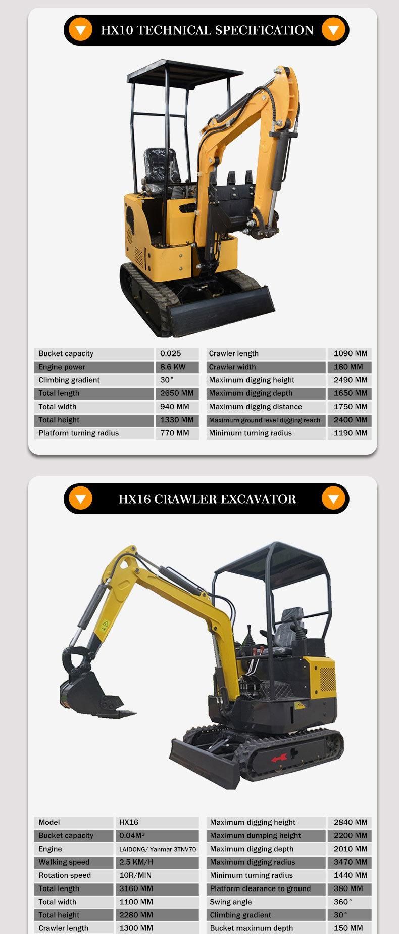 1.8ton Crawler Excavator Rubber Tracked Hydraulic Mini Excavator