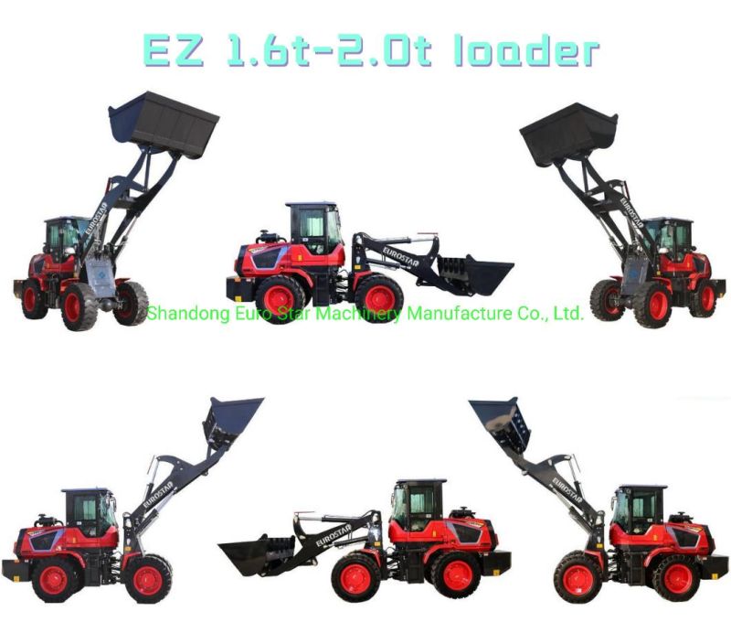 CE 1.6t-2.0t Wheel Loader Hot Sale Model Farming Construction Machinery Mini Loader with Variety Attachments