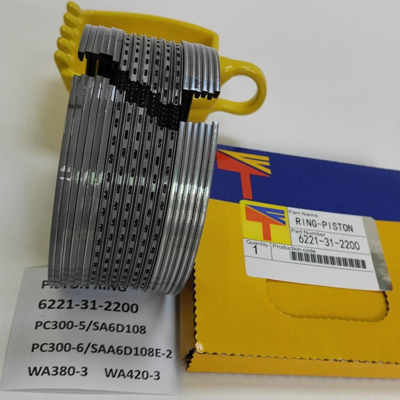 High Quality Diesel Engine Mechanical Parts Piston Ring 6221-31-2200 for Excavator Parts PC300-5 PC300-6 Wheel Loaders Parts Wa380-3 Wa420-3 Engine Parst S6d108