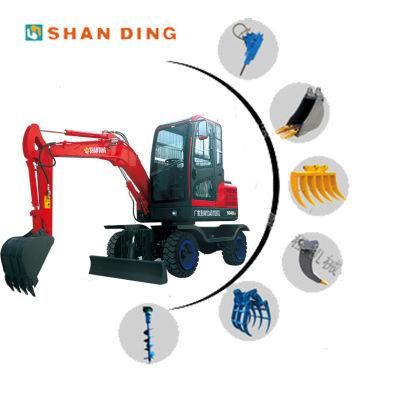 CE Certified Earth-Moving Machinery SD40W 4 Ton Wheel Excavator Mini Digger Mini Excavator for Sale