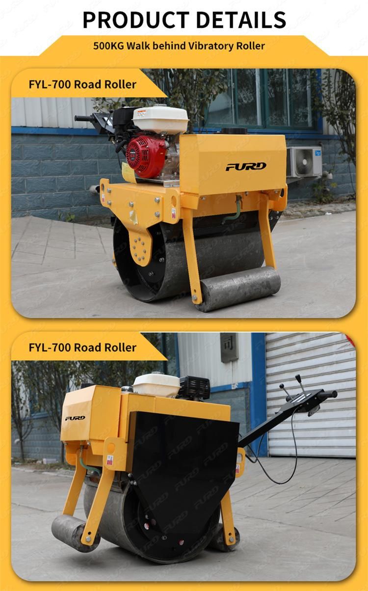 700mm Drum Road Roller 500kg Construction Machine Hand Mini Vibratory Roller