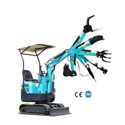 Hydraulic Mini Crawler Excavator 1 Ton Small Digger Construction Machine with Accessories Digger for Gardening