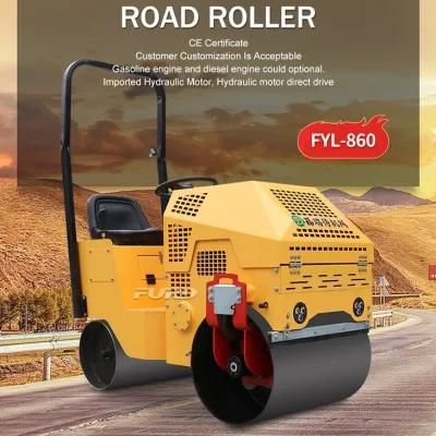High Efficient 800kg Vibratory Riding on Double Steel Wheel Road Roller