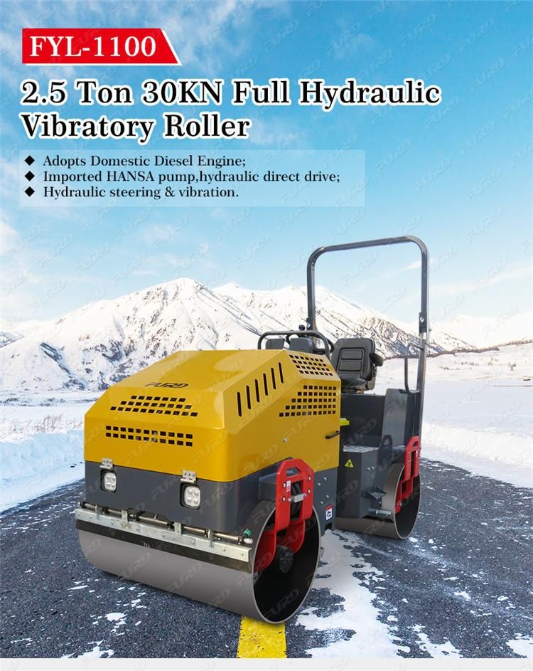 2.5 Ton Compactor Vibratory Roller Smooth Drum Road Roller Soil Compactor Vibratory Roller Fyl-1100